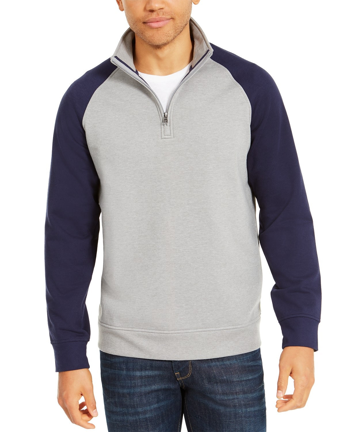 Club Room Men's Stretch Colorblocked Fleece Sweatshirt Blue Size Extra Large