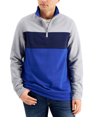 Club Room Men's Colorblocked 1/4-Zip Fleece Sweatshirt Blue Size Large