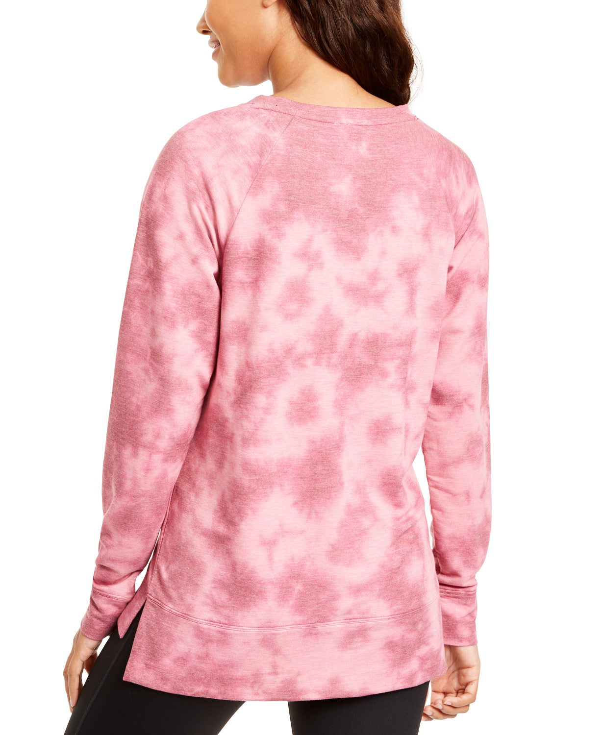 Ideology Women's Tie-Dyed High-Low Hem Sweatshirt Pink Size Large