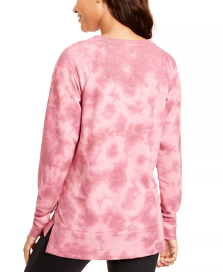 Ideology Women's Tie-Dyed High-Low Hem Sweatshirt Red Size Small