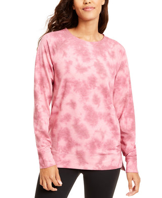 Ideology Women's Tie-Dyed High-Low Hem Sweatshirt Pink Size Extra Small