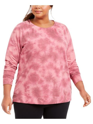 Ideology Women's Plus Size Tie-Dye Sweatshirt  Red Size X-Large