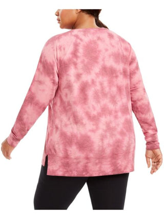 Ideology Women's Plus Size Tie-Dye Sweatshirt  Red Size X-Large