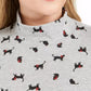 Karen Scott Women's Plus Size Cat-Print Mock-Neck Top Gray Size Extra Large