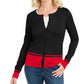 Karen Scott Women's Petite Colorblocked-Hem Cardigan Charcoal SizeLarge