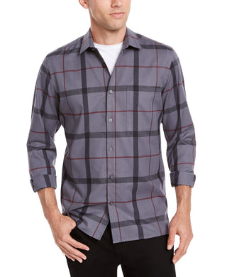 Alfani Men's Classic-Fit Brushed Plaid Shirt Blue Size Small
