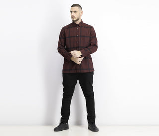 Alfani Men's Classic-Fit Brushed Plaid Shirt Port Size Small