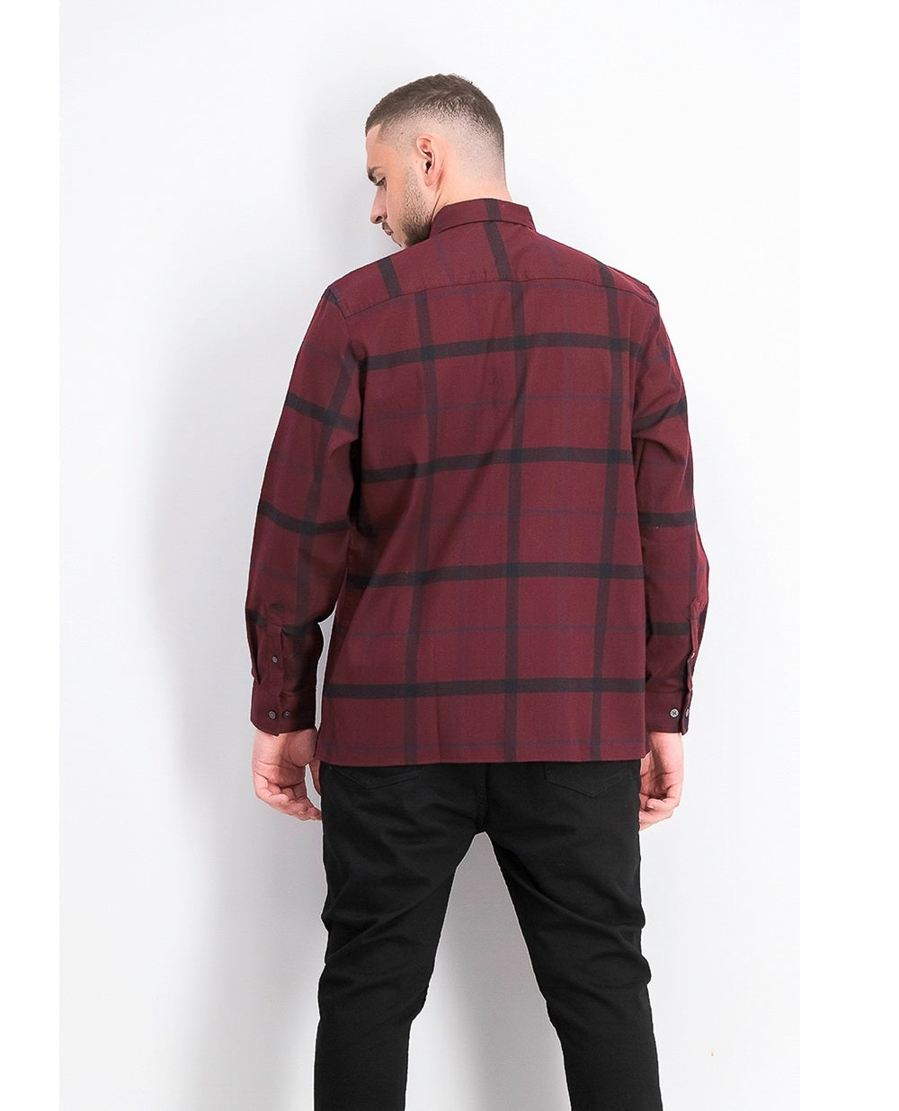 Alfani Men's Classic-Fit Brushed Plaid Shirt Port Size Small