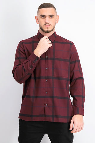 Alfani Men's Classic-Fit Brushed Plaid Shirt Wine Size XX-Large
