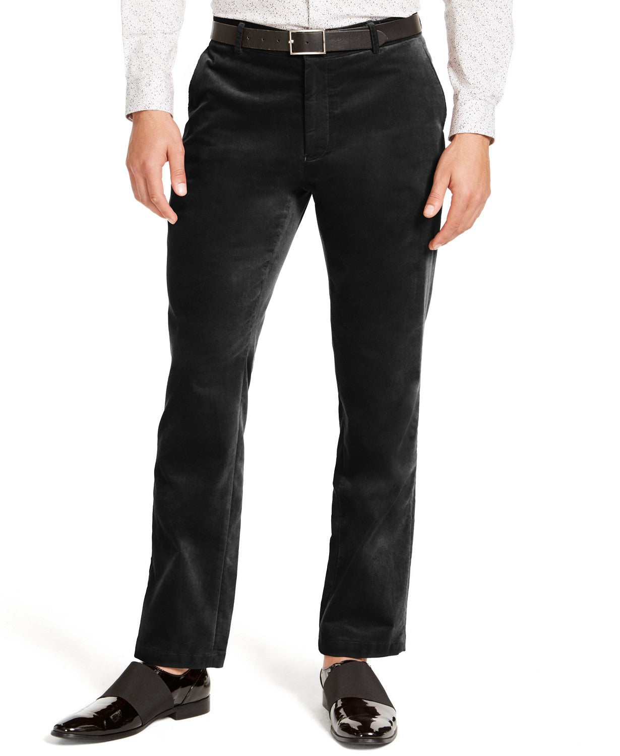 INC International Concepts Men's Big & Tall Slim-Fit Velvet Pants Black Size 52B
