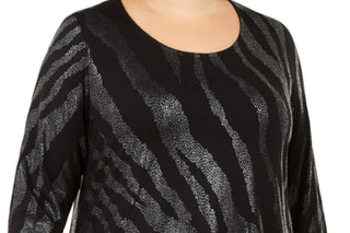JM Collection Women's Plus Size Scoop-Neck Printed Top  Black Size Extra Large