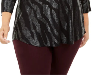 JM Collection Women's Plus Size Scoop-Neck Printed Top  Black Size Extra Large