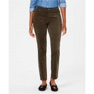Charter Club Women's Lexington Corduroy Tummy-Control Pants Dark Green Size 18