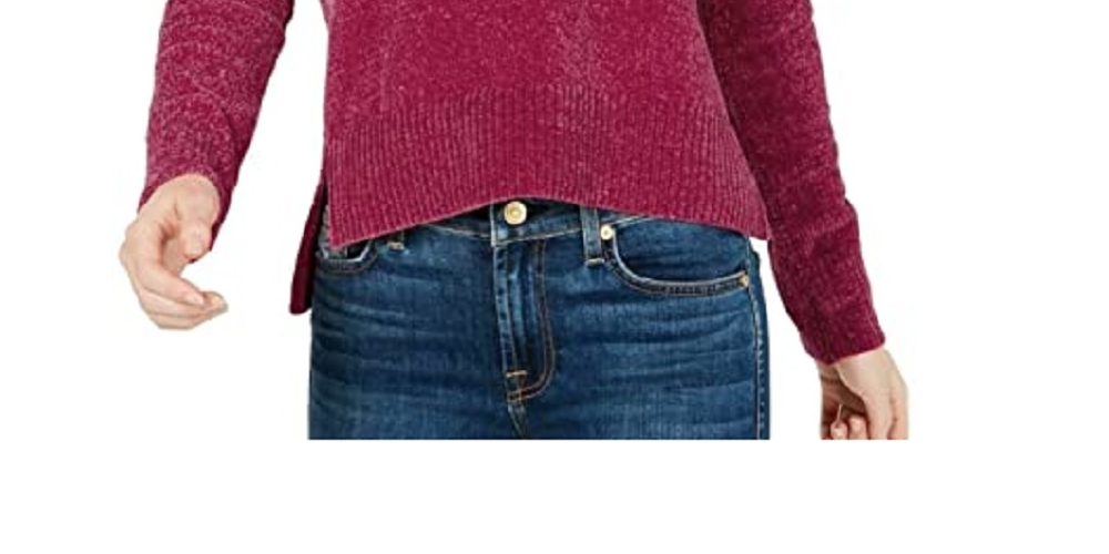 Maison Jules Women's Mock-Neck Sweater Pink Size Extra Large