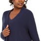 JM Collection Women's Side-Button Open-Front Cardigan Blue Size Small