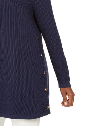 JM Collection Women's Side-Button Open-Front Cardigan Blue Size Small