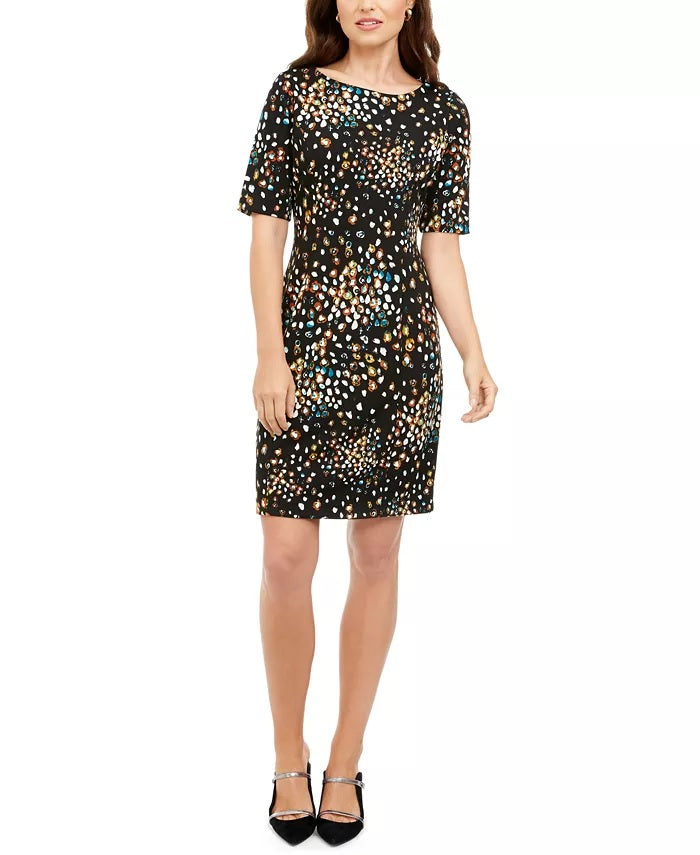 Alfani Women's Printed Sheath Dress Black Size 10