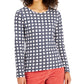 Charter Club Women's Printed Pima Cotton Top White Size Extra Large