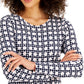 Charter Club Women's Printed Pima Cotton Top White Size Medium