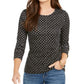 Charter Club Women's Dot Print Pima Cotton Top Black Size Small