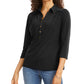 Charter Club Women's Knit Polo Shirt Black Size Medium