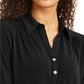 Charter Club Women's Knit Polo Shirt Black Size Small