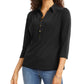 Charter Club Women's Knit Polo Shirt Black Size XX-Large