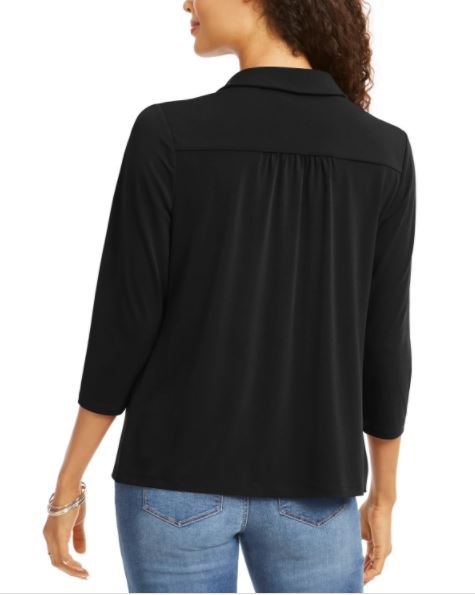 Charter Club Women's Knit Polo Shirt Black Size XX-Large