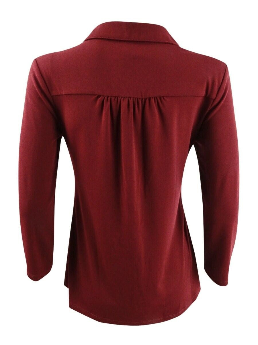 Charter Club Women's Knit Polo Shirt Carriage Wine Size Large