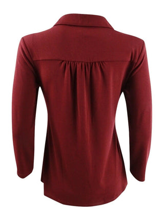 Charter Club Women's Knit Polo Shirt Carriage Wine Size Large