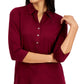 Charter Club Women's Knit Polo Shirt Red Size Small