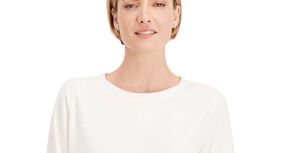 Karen Scott Women's Sport Fleece Sweatshirt White Size Extra Large