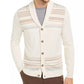 Tasso Elba Men's Geo-Stripe Intarsia-Knit Cardigan White Size Large