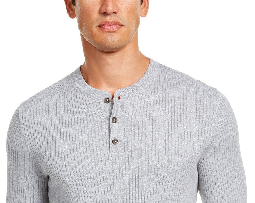 Tasso Elba Men's Luxe Henley Shirt Gray Size XX-Large