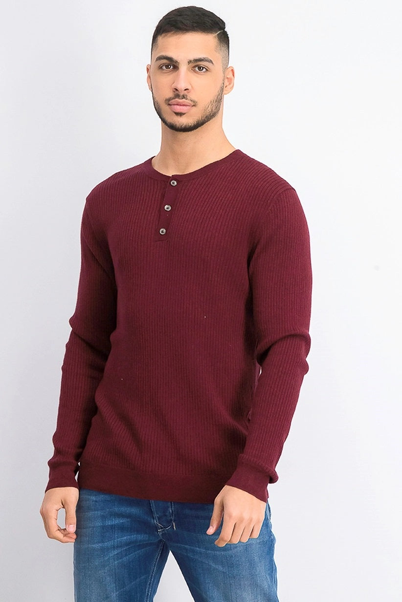 Tasso Elba Men's  Luxe Henley Shirt Wine Size 2 Extra Large