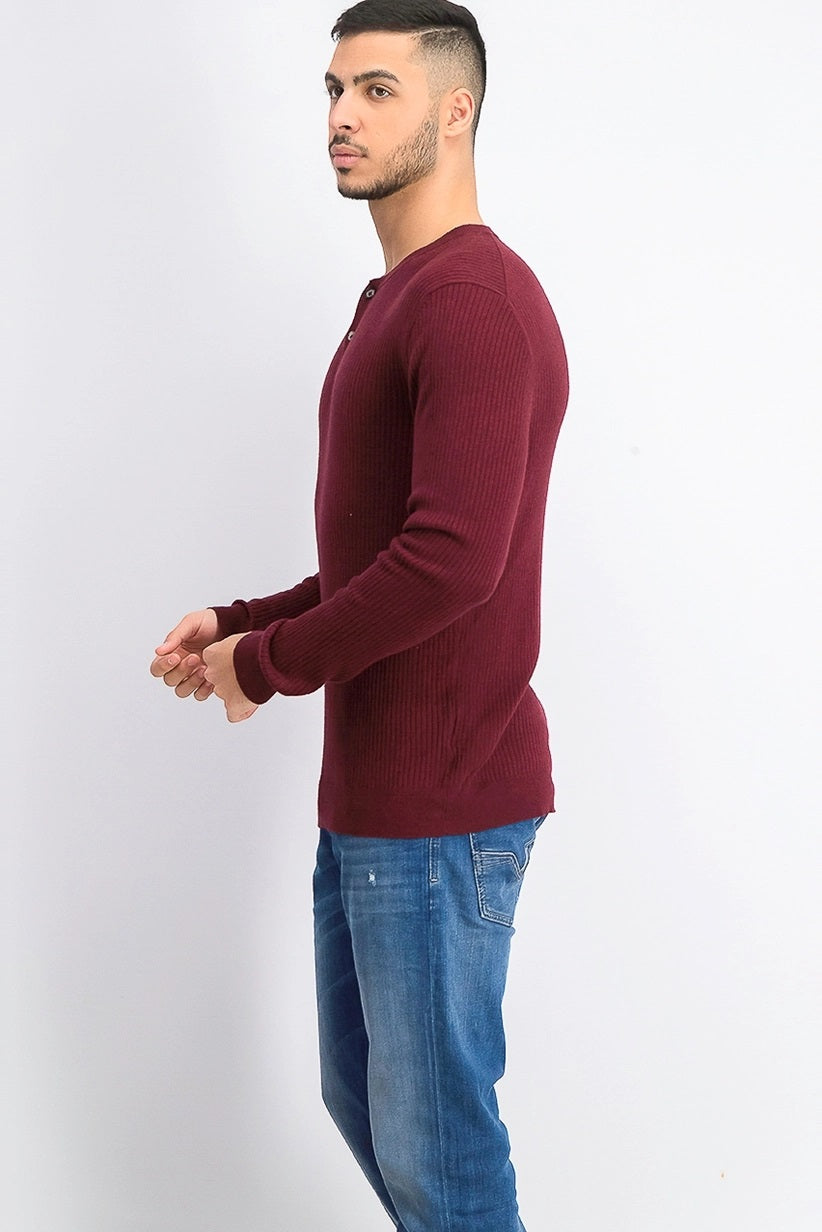 Tasso Elba Men's  Luxe Henley Shirt Wine Size 2 Extra Large