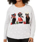 Karen Scott Women's Plus Size Holiday-Cats Graphic Sweatshirt Med Gray Size 1X