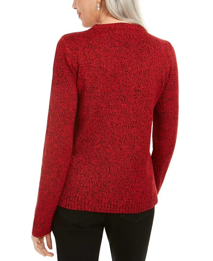 Karen Scott Women's Sequined Snowflake Sweater Red Size Medium