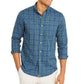 Club Room Men's Regular-Fit Performance Stretch Plaid Shirt Blue Size XX-Large