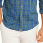 Club Room Men's Regular-Fit Performance Stretch Plaid Shirt Blue Size XX-Large