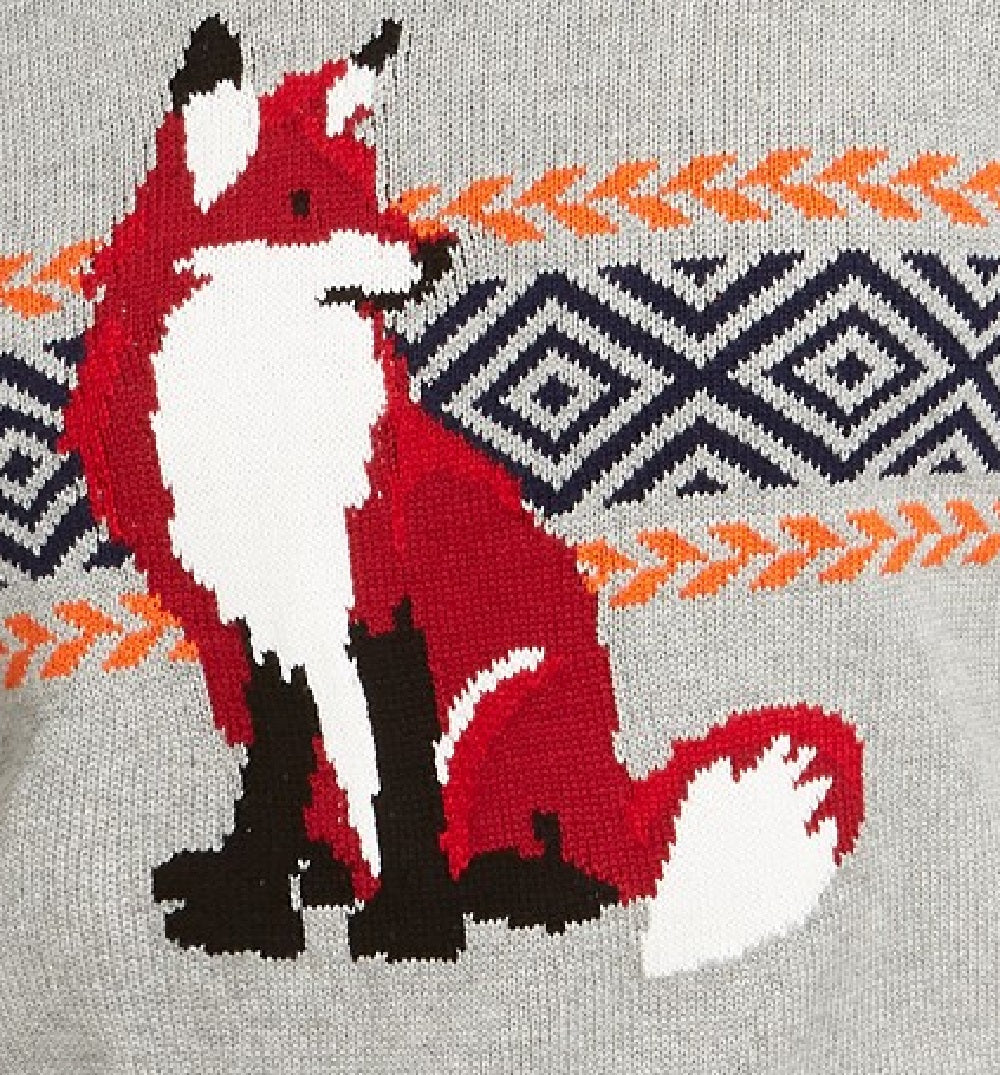 Club Room Men's Fox Graphic Crewneck Sweater Gray Size Extra Large