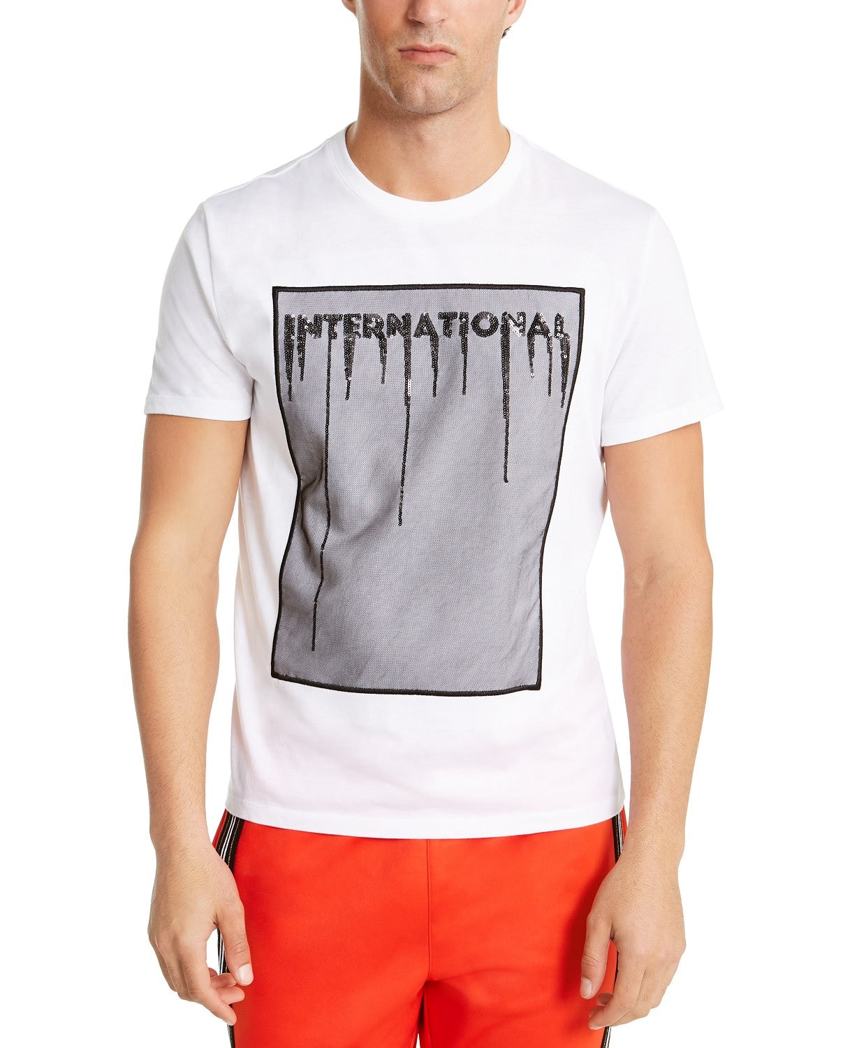 INC International Concepts Men's Bensi Graphic T-Shirt  White Size Large