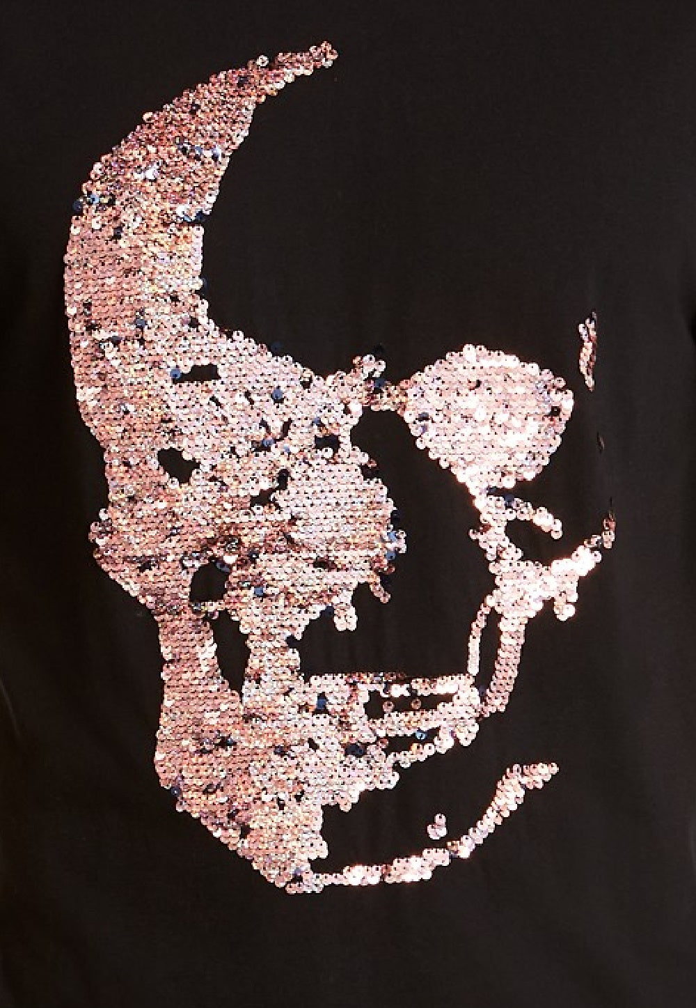 INC International Concepts Men's Renew Sequin Skull T-Shirt Deep Black Size Large