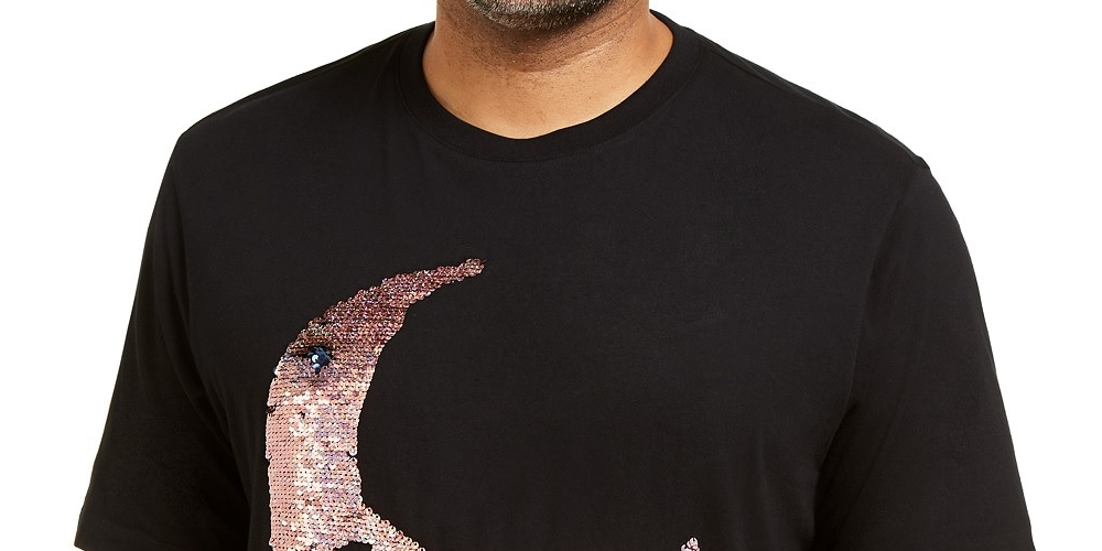 INC International Concepts Men's Big & Tall Renew Sequin Skull T-Shirt  Black Size 3 ExTra Large