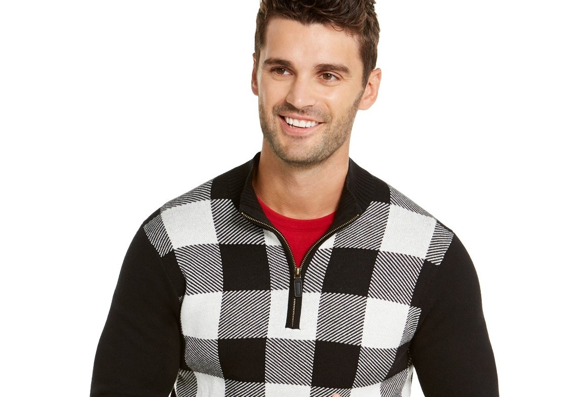 Charter Club Men's Buffalo Check Family Sweater Vanilla bn cmb Size Extra Large