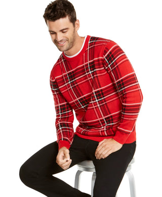 Charter Club Men's Plaid Family Sweater Red - Size Small