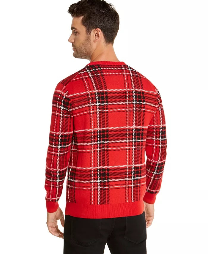 Charter Club Men's Plaid Family Sweater Red Size Small