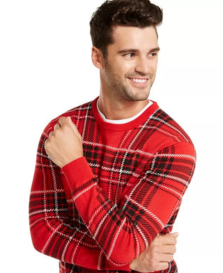 Charter Club Men's Plaid Family Sweater Red Size Small