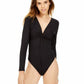 Bar III Women's Twisted Thong Bodysuit Black Size Medium