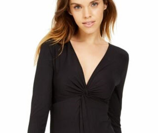 Bar III Women's Twisted Thong Bodysuit Black Size Medium